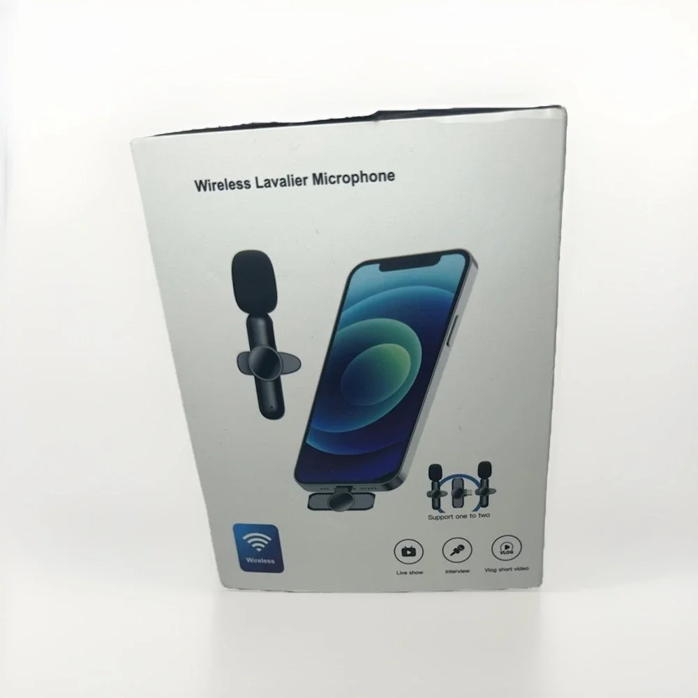 Wireless Lavalier Microphone For iPhone Set Of 2 Clip-On Mic Set Vlog Podcast